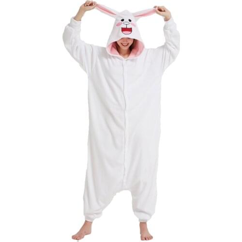 Rabbit Onesie Adults Teenagers Pyjamas Women Animal Pijama Pajamas Funny Fleece Warm Soft Sleepwear Overall Onepiece Jumpsuit