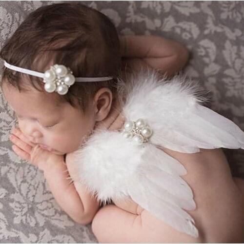 Hot Sales New 0-6 Months Baby White Feather Fairy Angel Wings Photo/Photography Props Costume Party Decor