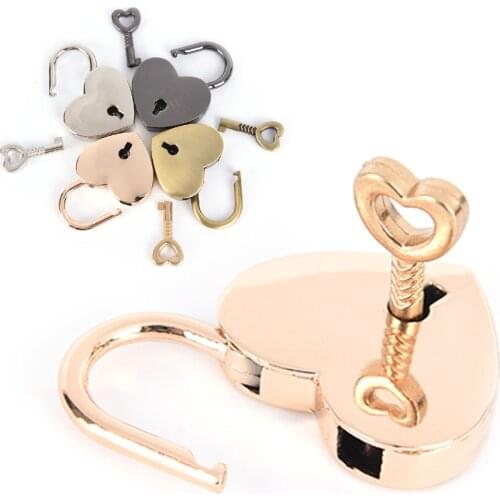 1PCS Mini Padlock Small Love Heart Shape Padlock Tiny Luggage Bag Case Lock With Keys Zinc Alloy Suitcase Locker