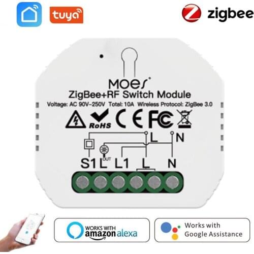 Tuya ZigBee 3.0 Smart Switch Module Smart Home Automation DIY Breaker Timer Support 2 Way RF Control Work With Alexa Google Home