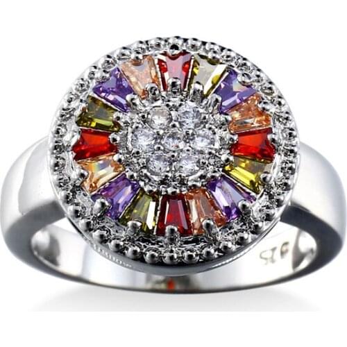 Fashion Super Flash Zircon 925 sterling silver Ring women men Made with Genuine colorful Austrian Crystals Full Sizes Wholesale