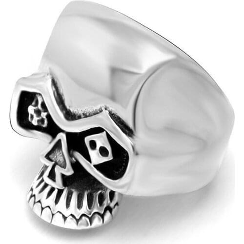 Man ring 316L Stainless Steel Punk Fine Polish Smooth Skull Mens Ring Finger Jewelry Accessory Dropshipping