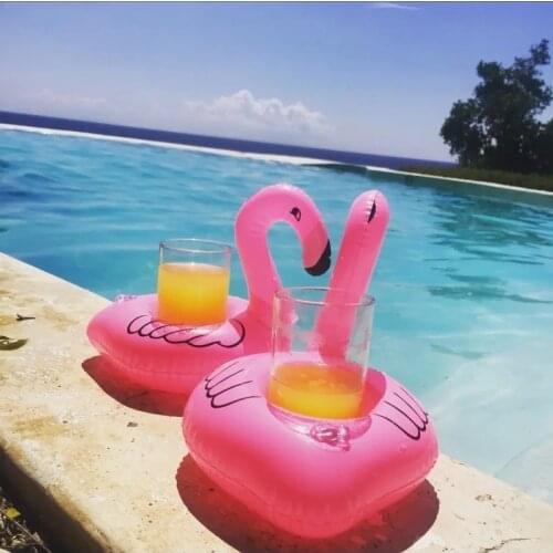 Mini 1Pcs Inflatable Cup Holder Unicorn Flamingo Drink holder Swimming Pool Float Bathing pool Toy Party Decoration Bar Coasters