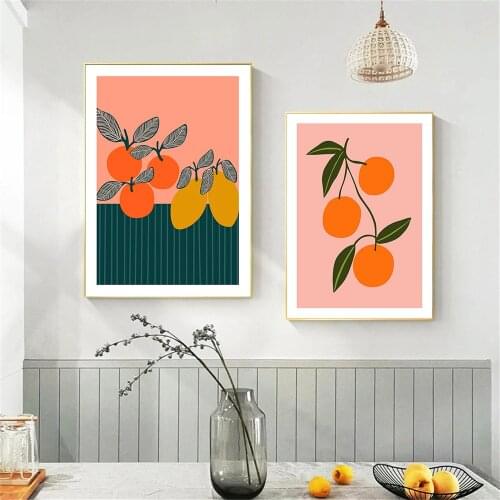 Abstract Fruits Wall Painting Orange Lemon Posters And Prints Kitchen Wall Art Poster Nordic Decorative Picture Kitchen Decor