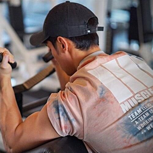 New Muscle Loose-fitting sport short-sleeved camo print quick-dry running Fitness training breathable T-shirt Fashion tops