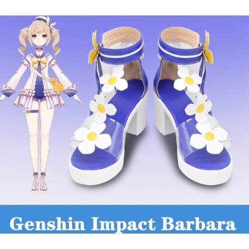 Island Pool Party Game Genshin Impact Barbara Cosplay Shoes Anime Project Lolita Girl Accessories Halloween Leather Props 35-50