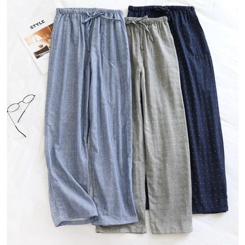 Summer Pijama Cotton Home Pants Women Loose Dot Printed Sleep Bottoms Casual Femme Pantalon Hombre Couple Pajama Pants Longewear