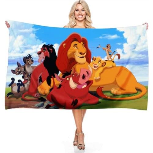 3d The Lion King Simba Pattern Beach Towel Digital Printing Microfiber Rectangular Bath Towel for Children Boys Girls 140x180cm