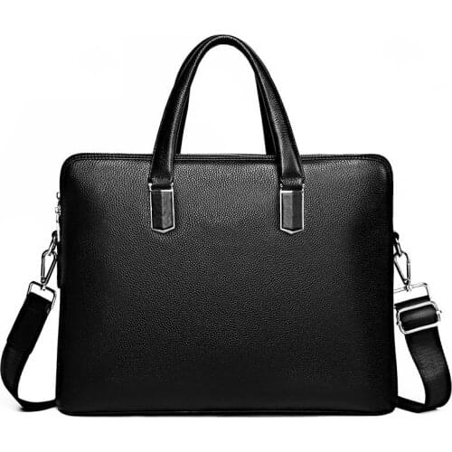 Men Leather Briefcases Bags Business zipper Shoulder Crossbody Genuine Handbag Messenger Laptop bags for Male Travel Mens Bag