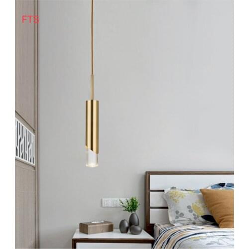 Postmodern bedroom bedside chandelier simple dining art light luxury three-head Nordic bar counter golden LED light