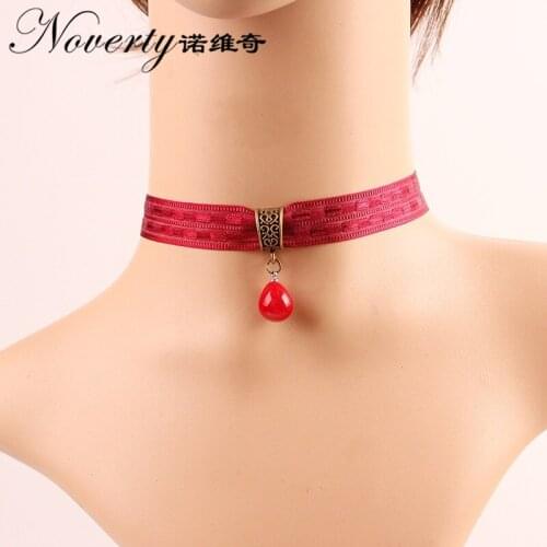 Romantic Sweet Cute Retro Red Lace Halloween Choker Necklace Womens Fashion Jewelry Accessories Gifts Date And Party FY-125