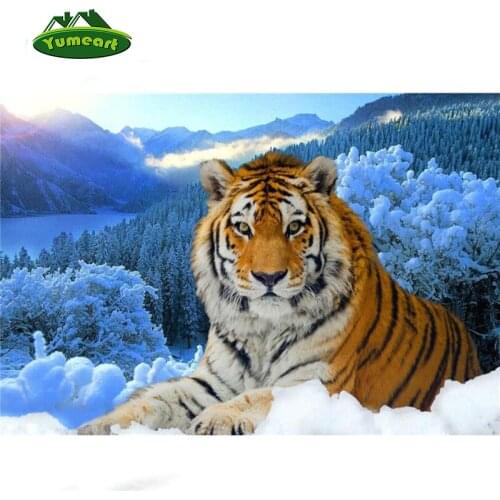 Needlework Diamond Embroidery Tiger Snow 3d Diy Cross Stitch Animal Pattern Beadwork Knitting Needles Hobby Craft Rhinestones