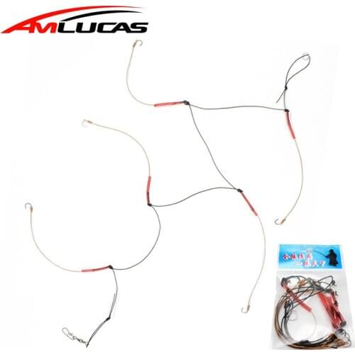 Amlucas Stainless Steel Fishhooks Rigs Swivel Fishing Tackle Lures Pesca Baits Single Combination String Hook With 5 Small Hook