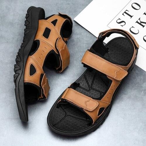Size 39-48 Casual Mens Sandals Summer Shoes 2021 New Sandles Men Outdoor Breathable Comfort Leather Open Toe Shoes Sandalias
