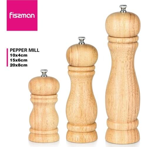 Fissman Chess Game Rubber Wood Salt Mill with Adjustable Ceramic Grinder Kitchen Utensils