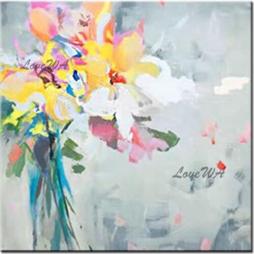 Modern Canvas Flower Art Oil Painting 100% Hand-painted Paintings Wall Decor Art Wall Pictures For Home Living Room Decoration