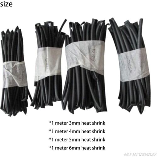 4*1 Meter Lenghts Heat Shrinking Tubing Black Tube 3mm 4mm 5mm 6mm Equipment Set N30 20 Dropshipping