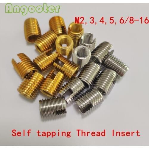 10/2pcs M2 M3 M4 M5 M6 M8 M10 M12 M14 Self tapping Thread Insert Self Tapping Screw Bushing Slotted Type Thread Repair Inset