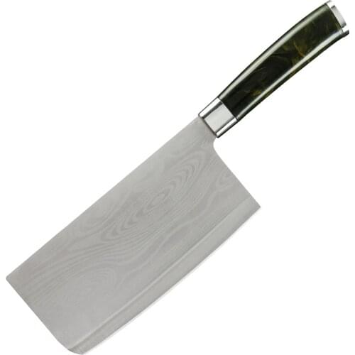 XYj Kitchen Knife 7-inch Vegetable Cleaver Knives Chinese Chef Knife Damascus Pattern Stainless Steel Chopping Butcher Knives