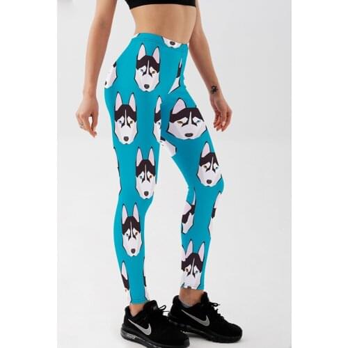 Women Leggings for Fitness Push UP Sexy Digital print Blue Cartoon 3D Stereo Dog Feamle Workout Legging