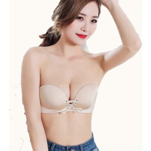 Black beige color Big size Women Wedding Bra double size Seamless Sexy Super Push Up 1/2 Cup party dress t shirt bra 32 34 36 38