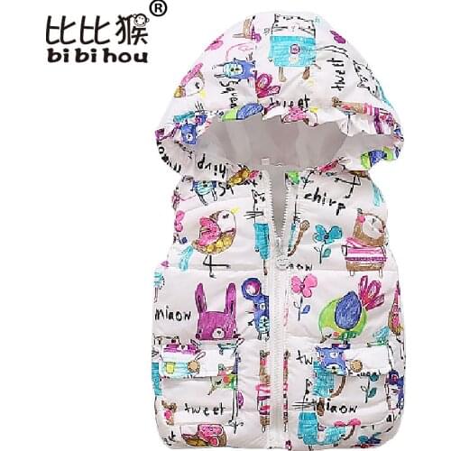 Girls Hooded Vest 2017 Winter Autumn Baby Children Outerwear Baby Girl Down Vest kids vests Girls Clothes Children Clothes 0-6Y