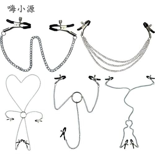 BDSM Nipple Clamps With Chain Flirting Teasing Sex Bondage