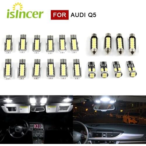 18/20pcs/set Canbus White LED Car Interior Lights Package Kit for Audi Q5 8R 2008-2019 LED Interior bulbs