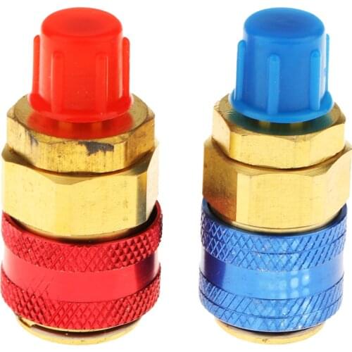2x Air Conditioning Installation A/C R134a System High Low Quick Couplers Connectors Brass Adapters 90 degrees Adjustable