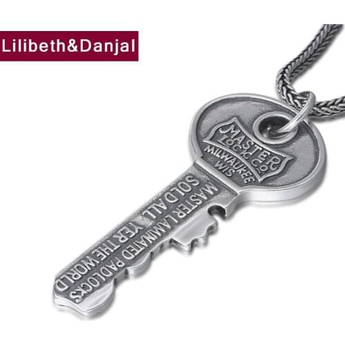 2019 Retro key Charm Letter Pendant 100% 925 Sterling silver Jewelry Men sieraden maken Necklace Pendant Jewelry making P9