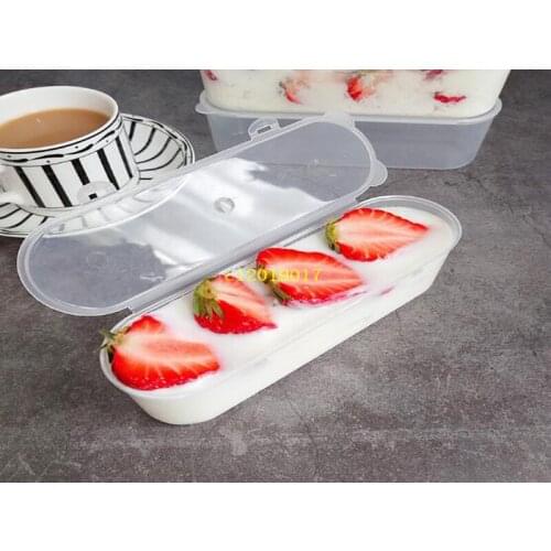 251ML Ice Cream Box Long Transparent Plastic Box for Mousse Pastry Cheese Cake Holder Boxes