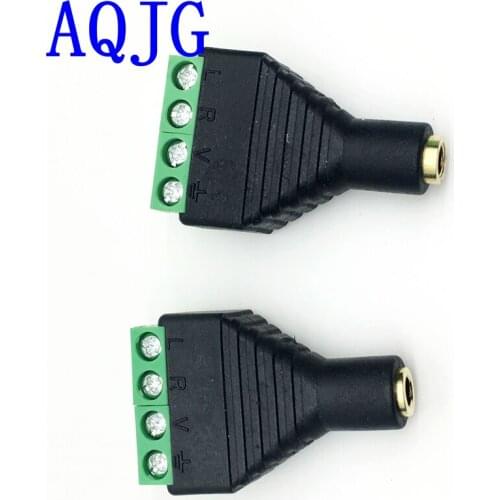 3.5mm 3ploe 1/8 Inch Stereo Male & Female Plug to AV Screw Video Balun Terminal Jack 3 pin Terminal Block Plug Connector AQJG