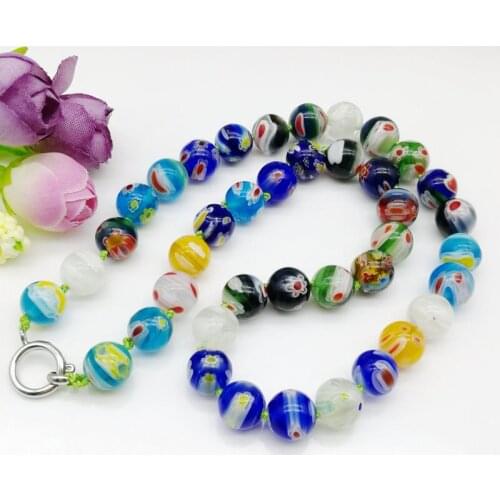 3pcs Millefiori Murano Lampwork de Vidro Contas Redondas Colar HOT