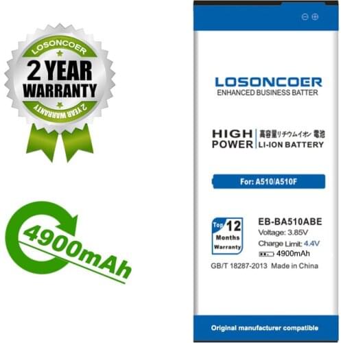 LOSONCOER Battery 4800mAh EB-BA510ABE Battery For Samsung A5 2016 Edition A510 Battery SM-A510F A5100 A5 A51 A510F