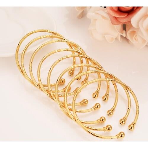 Bangrui Fashion africa gold jewelry Dubai india Bangle Jewelry For Boys Girls18K Gold Color Ethiopian Kids Bangles Bracelet