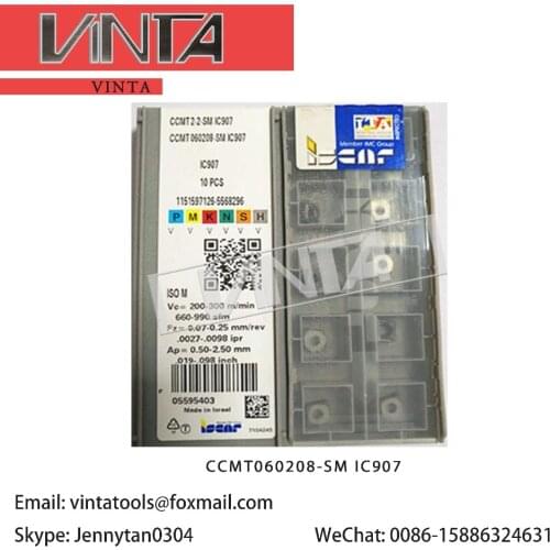 Free shiping high quality 10pcs/lot CCMT060204-SM IC907 / CCMT060208-SM IC907 cnc carbide turning inserts