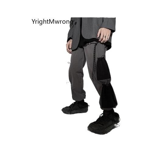 Young Woman Man Cargo Jogger Pant Streetwear Techwear String Contrast Pocket Harajuku Summer Fashion Trouser Tracksuit Korean
