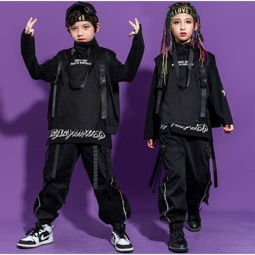 Kid Hip Hop Clothing Shirt Top Sleeveless Jacket Vest Streeewear Jogger Tactical Cargo Pants for Girl Boy Dance Costume Clothes