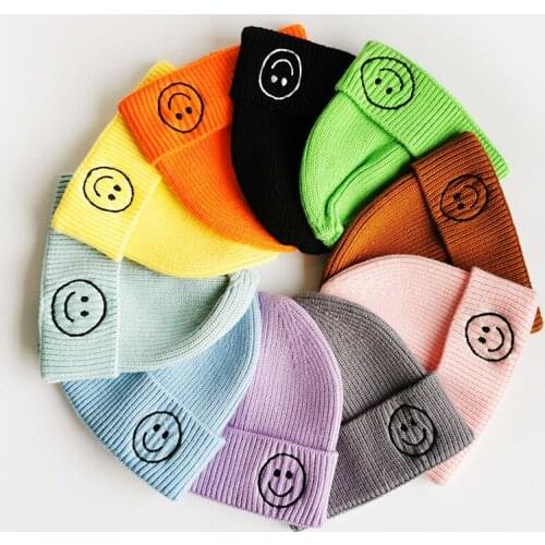 New Smile Baby Hat Beanie Cap Warm Winter Newborn Boys Girls Hat Knitted Solid Kids Infant Toddler Bonnet Cap Enfant Photo Props