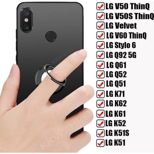 For LG K51S K51 Q92 5G Q61 Q52 Q51 K71 K62 K61 K52 Stylo 6 V60 ThinQ Velvet V50 V50S Back Ring Holder Bracket Case Soft Cover