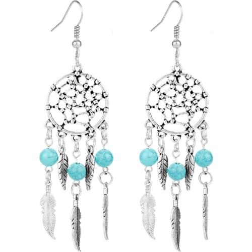 Dongsheng Bohemian Vintage Leaf Feather Big Drop Earrings Women New Fashion Long Statement Earring Maxi Brincos -15