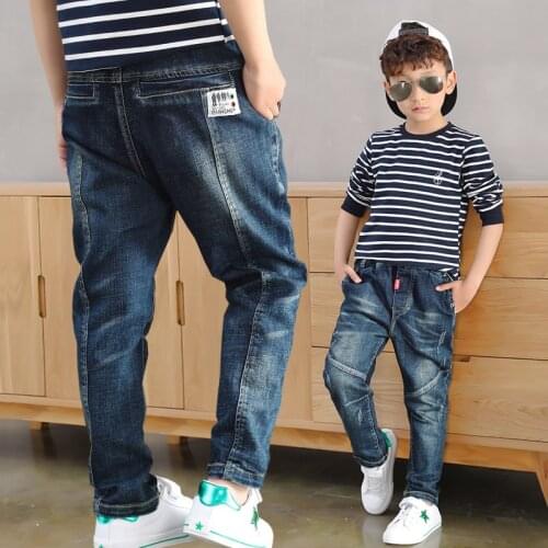 2019 Big Boys Jeans Cotton Fashion Teen-ages High Quality kids pants warm winter leggings Full Length Elastic Waist Size100-160