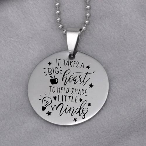 It takes a big heart to help shape little minds stainless steel jewelry family gift Customed picture necklace N433