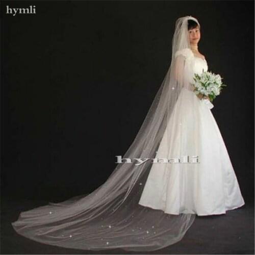 Cathedral Bridal Veil Cut Edge Veil Scatter Crystal Veil Chapel Wedding Accessories