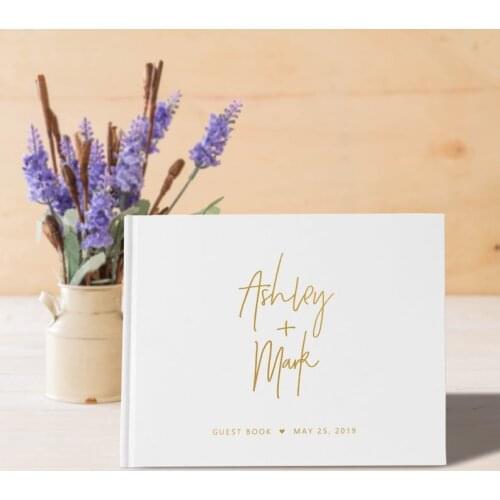 Custom White Wedding Guest Book, Gold Foil Guestbook, Custom Wedding Guest Book,Personalized Photo Album Guest Book.Wedding Gift