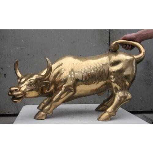 Chinese Fengshui Bronze Copper Zodiac Year Animal Cattle Bovine Bull Ox Statue