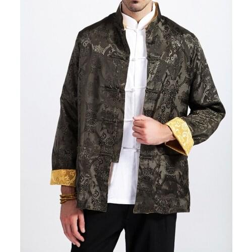 Green Yellow Reversal Both Sides ChineseTraditional Mens Kung Fu Jackets Coats Outerwear M L XL XXL 3XL MTJ201510