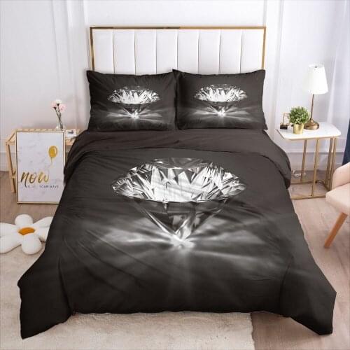 3D Bedding Set Duvet Cover Sets Quilt Covers Comforter Case Bed Linen Diamond Pattern Black King Queen Size Bedclothes