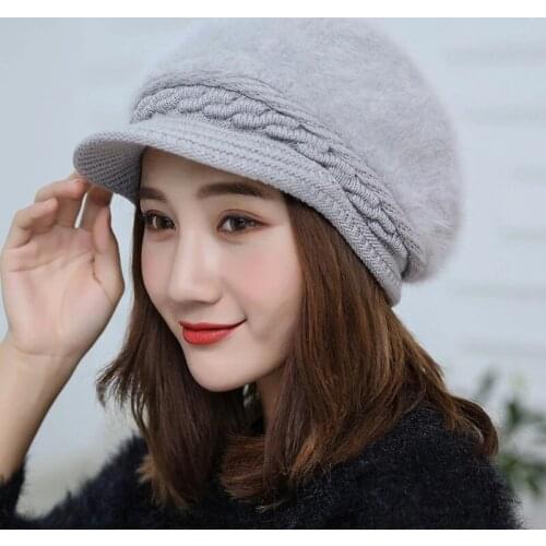 Korean Edition Hot Sale Knit Hat Tide Duck Hats Autumn / Winter Ladies Ladies Beret Rabbit Hat Hair Hat Wholesale Free Shipping