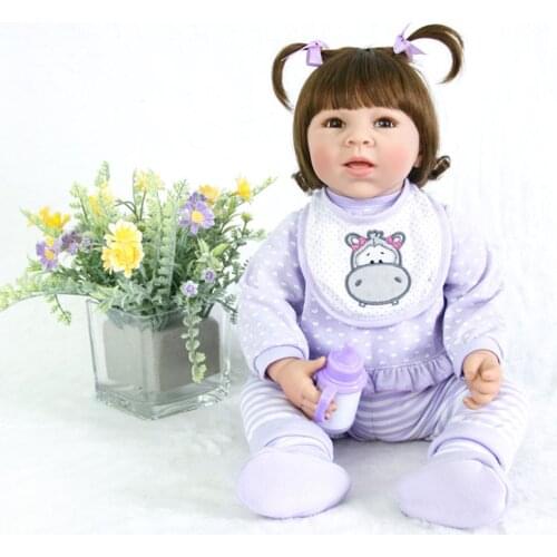 50cm baby live soft Silicone Bebe Reborn girl Doll Lifelike Baby-Reborn Boneca With purple Clothes Kids Birthday Gifts Girls Toy